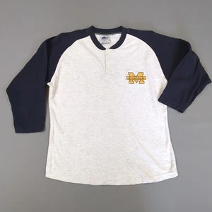Vintage Michigan Wolverines Starter Shirt Mens Small Light Grey Raglan Sleeve - Picture 1 of 16