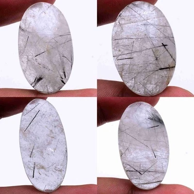 Set 4 Pcs Natural Tourmaline Rutile Quartz Black Needles Untreated Gemstones Lot - Image 1 of 4