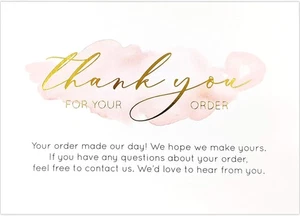 Paquete de 100 tarjetas de agradecimiento de acuarela rosa lámina dorada de 4 X 6 para pequeñas - Imagen 1 de 3