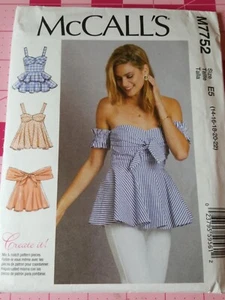 Mccalls Pattern M7752 Bodice Blouses Tops Off Shoulder Sizes 14 16 18 20 22 FF - Picture 1 of 2