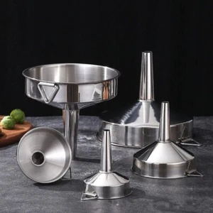 Variety Size Durable Funnel Stainless Steel Pouring Funnels Kitchen Petrol Fuel - Picture 1 of 27