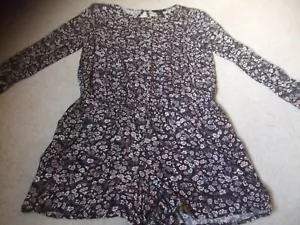 H and M black white pink playsuit jumpsuit ditsy floral little worn 10 12 - Picture 1 of 2