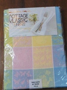 Cottage Klassische Bettwäsche Baumwolle Runde Tischdecke 60" Rund - WASSERKANNE - Karo - Bild 1 von 4