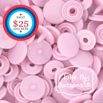 1000 Sets KAM Snaps: PASTEL PINK-Size 16/T3-Plastic Snap Buttons Sewing Crafts - Image 1 of 4