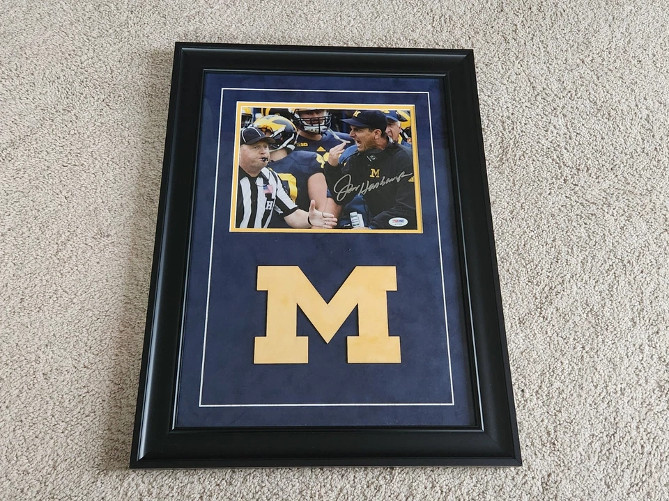 Michigan Wolverines Jim Harbaugh Autographed 8x10 Photo Within Frame PSA/DNA COA - Image 1 of 4
