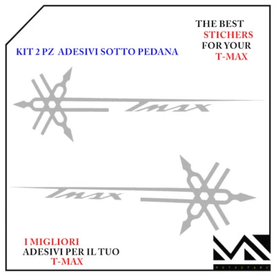 MOTOSTORE KIT 2 ADESIVI SOTTOPEDANA YAMAHA TMAX STELLA PER T-MAX 500 COLORE ARGENTO