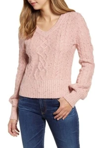 💕 RACHEL PARCELL 💕 XXS 💕 Sequin Puff Sleeve Sweater Pink Smoke Top NEW💕#A176 - Picture 1 of 7