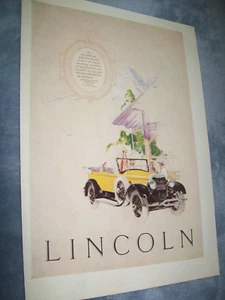 1925 Lincoln Touring car - large mag color ad- Fred Cole illustration - Picture 1 of 1