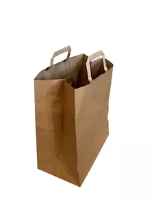 300 Heavy Weight Kraft Grocery Bags 1/7 BBL Sack with flat handles 12"x7"x14" - Picture 1 of 4