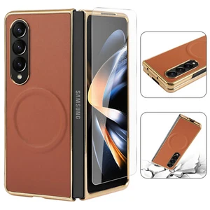 Funda de cuero duradera Mag Safe con pantalla de vidrio para Samsung Galaxy Z Fold6 5 4 3 - Imagen 1 de 11