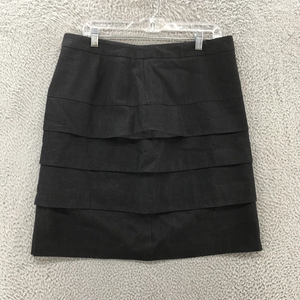 Женская трапециевидная юбка Larry Levine 12 (Actual 34x21) черная многослойная эластичная на молнии Fly - Изображение 1 из 4