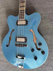 Neu E-Gitarre Bass 4-saitig Semi-Hollow Body Blue Ocean Bassgitarre - Bild 1 von 3