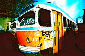 ORIGINAL KODACHROME SLIDE SEPTA RED ARROW TROLLEY #17 GERMANTOWN BARN 11/10/96 - Picture 1 of 1