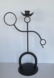 Rustic Western Metal Candle Holder Cowboy W/ Lasso Horseshoe Iron Metal Art - Picture 1 of 11