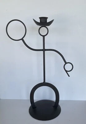 Rustic Western Metal Candle Holder Cowboy W/ Lasso Horseshoe Iron Metal Art - Image 1 of 4