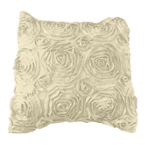 Satin Rosette 3D Raised Pop-Up Petals Decorative Throw Pillow/Sham Cushion Cover