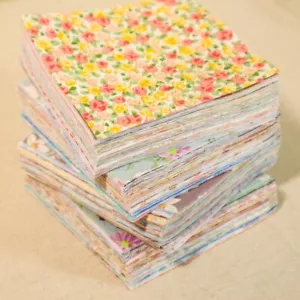 100 Assorted BLOCK PRINT pre cut charm pack 5" squares 100% cotton fabric quilt - Picture 1 of 6
