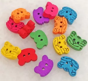 100Pcs Flower shape Wood Button 2 Holes Mixed Color Sewing DIY Crafts Znk220 - Picture 1 of 5