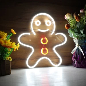 Christmas Gingerbread Man LED Flex Neon Light Sign Dimmable Shop Windows Hanging - Picture 1 of 5