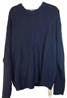 Trader Bay Men's  Blue Cable Knit Sweater Size XL Pullover 100% Cotton Crew Neck - Image 1 of 4