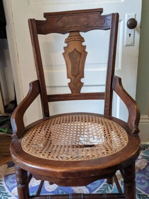 Antique Renaissance Revival Walnut Dining Room Chairs with Caned Seats - Image 1 of 4