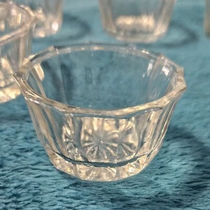 6 Vintage Clear Glass 12 Sided Open Salt Cellars Starburst Bottoms - Picture 1 of 5