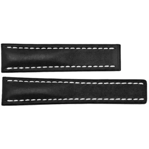 Correa de cuero negra Breitling 22 mm con puntada blanca 436X - Imagen 1 de 1