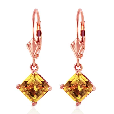 18K. GOLD LEVERBACK EARRINGS WITH NATURAL CITRINES - Image 1 of 4