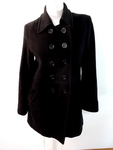 KRISTEN BLAKE WOMENS BLACK LAMBSWOOL CASHMERE BLEND WOOL PEA COAT SIZE 10 - Picture 1 of 6