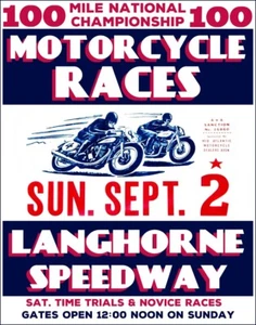 1956 Langhorne Pa. Speedway Motorcycle Races Poster Art Print - Picture 1 of 2