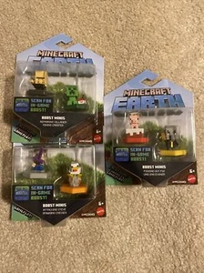 Minecraft Boost Minis Attacking Steve Chicken Evoker Pig Villager Creeper Lot - Picture 1 of 4