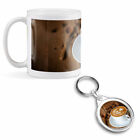 Becher & Rund Schlüsselring Set - Kaffee Latte Mokka Kunst Cafe Shop #12426