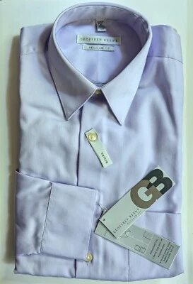 Camisa de vestir Geoffrey Beene, ajuste regular, puño francés, púrpura claro, 15-32/33 nueva con etiquetas Foto 1 de 3