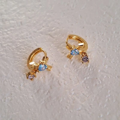 Vergoldete Saphir Tansanit ohrringe - Bild 1 von 3