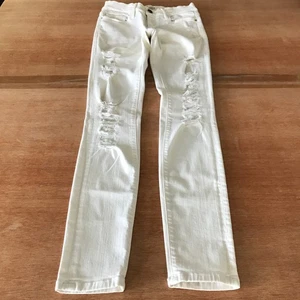 Frame Le Skinny De Jeanne Jeans Women 25 White Low Rise Distressed Preppy - Picture 1 of 15