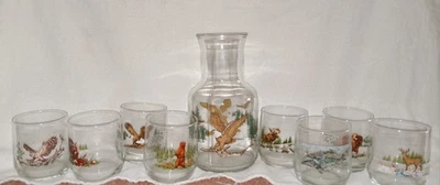 VTG Sunoco American Wildlife Collectible Glasses, 8 Total Plus Large Decanter  - Image 1 of 4