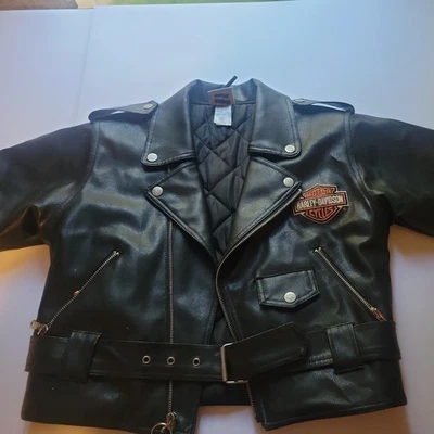 Harley Davidson Kids Toddler Biker Faux Leather Motorcycle Jacket Sz 8-10 Black - Image 1 of 4