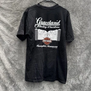 Harley Davidson Motorcycles Graceland doppelseitiges T-Shirt Herren Large schwarz Y2K - Bild 1 von 6