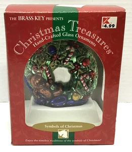 Messing Schlüssel Weihnachtsschätze Vintage Handarbeit Glaskranz Ornament - Bild 1 von 10