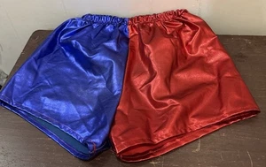 Harley Quinn Suicide Squad Cosplay Red and Blue Metallic 18” Waist Shorts - Picture 1 of 4