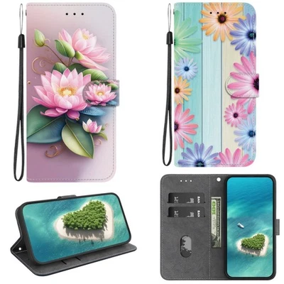 Case For Samsuang Galaxy Flip Leather Card Wallet Stand Flower Soft Phone Covers - Image 1 of 4