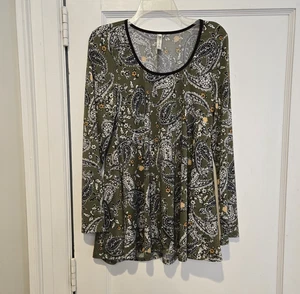 24seven Comfort Apparel Women's Long Sleeve Floral Design Tunic Blouse Size XL - Picture 1 of 9