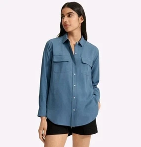 Everlane Washable Silk Shirt Relaxed Size 14 Blue - Imagen 1 de 7