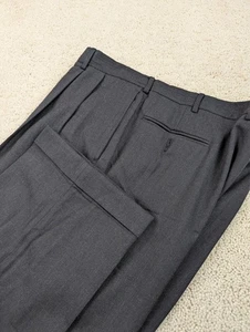 Pantalones de franela de lana para hombre 42x30 gris plisado Jos A Bank clásico con puños rectos - Imagen 1 de 10