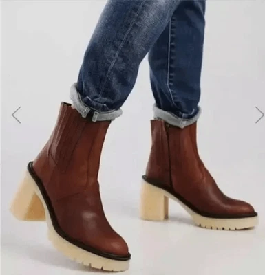 Free People $188 James Chelsea Botas Cuero Cereza Chocolate talla 40/10 Foto 1 de 4