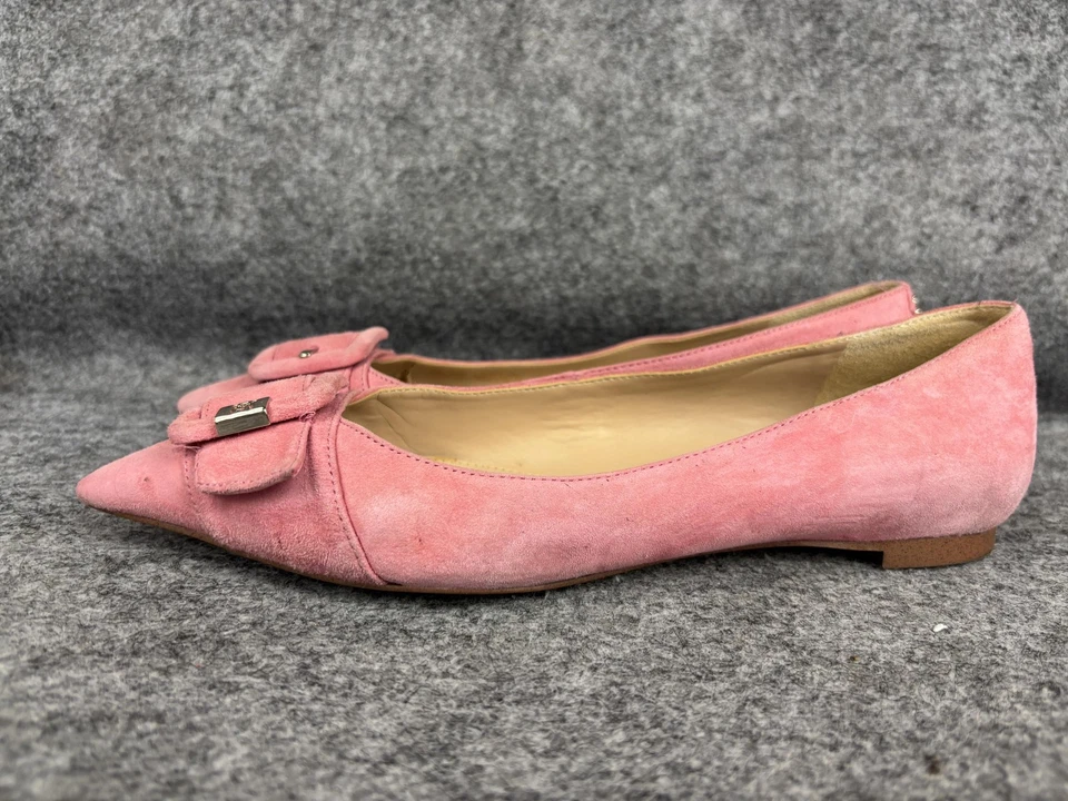 Zapatos planos de ballet Sam Edelman para mujer talla 7,5 rosa gamuza punta hebilla Foto 1 de 4