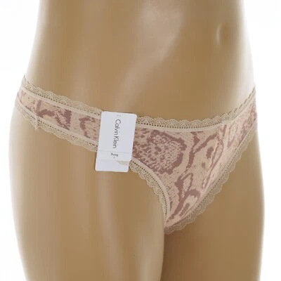 CALVIN KLEIN Mujer GRANDES Coquetas TANGA BRAGAS en Estampado PIEL DE SERPIENTE ROSA Y BEIGE Foto 1 de 4