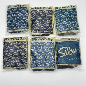 6 Silkies Control Top Pantyhose 4 Navy Blue #737, 1 Navy #138, 1 Misty Grey #130 - Picture 1 of 5