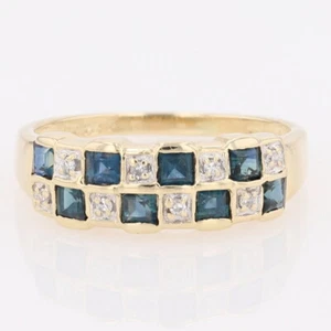 .61ctw Square Cut Sapphire and Diamond Wedding Band Ring 14k Yellow Gold Size 9 - Picture 1 of 6