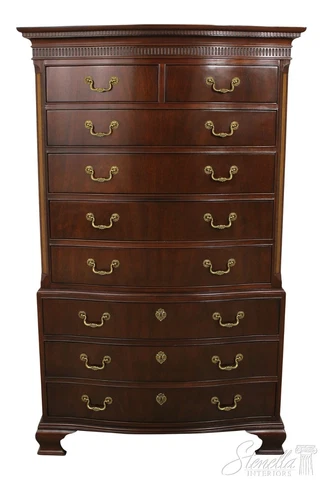 57687EC: BAKER Inlaid Mahogany Serpentine Front Chest Of Drawers Cover